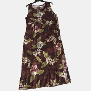 Maxi Dress Womens X-Large Tropical Floral Hawaiian Rayon Purple Resort Beach DPS